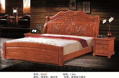 【廠家直銷 1.8米高檔橡木床 雙人實木大床】價格,廠家,圖片,床類,南康忠優家具廠-