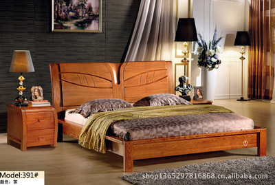 【南康品牌實木家具廠家直銷 雙人實木床#390 1.8米白臘木床】價格,廠家,圖片,床類,江西皇都家具實業-