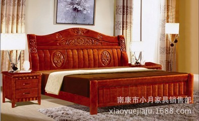 【批發 實木床 雙人床1.8米 現代中式 高檔實木 臥室 家具 806#】價格,廠家,圖片,床類,南康市小月家具銷售部-