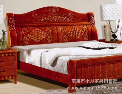 【低價批發(fā)年底促銷新款臥室雕花雙人床1.8米實木床808#】價格,廠家,圖片,床類,南康市小月家具銷售部-