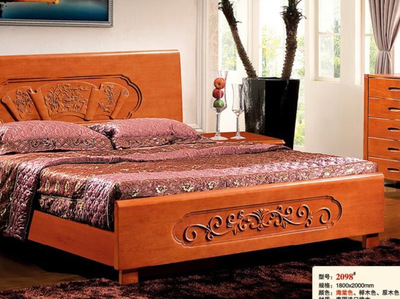 【精品橡木床 實木床1.8米雙人床 南康家具廠家直銷 量大從優H2098】價格,廠家,圖片,床類,南康市小月家具銷售部-