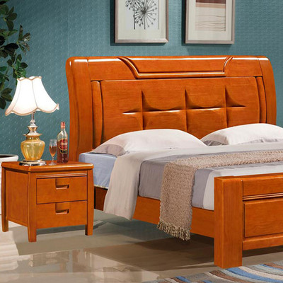 簡約現代1.8*2米雙人實木床新中式家庭主臥橡木家具實木大床-南康區(qū)美加順 .