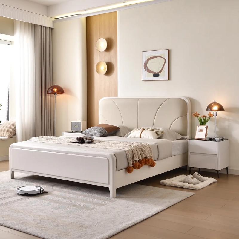 產品實物圖來啦,好看舒適的貝母漆系列實木床上新中#南康家具