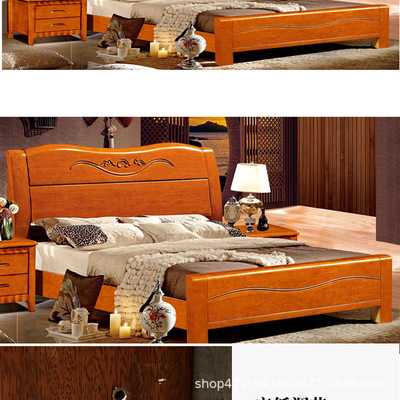 南康家具廠家直銷實木床 1.5米婚床1.8米橡木床現代中式雙人床